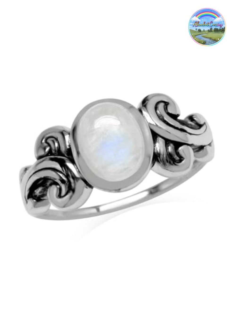 Victorian Style 8X6mm Oval Moonstone 925 Sterling Silver Ring